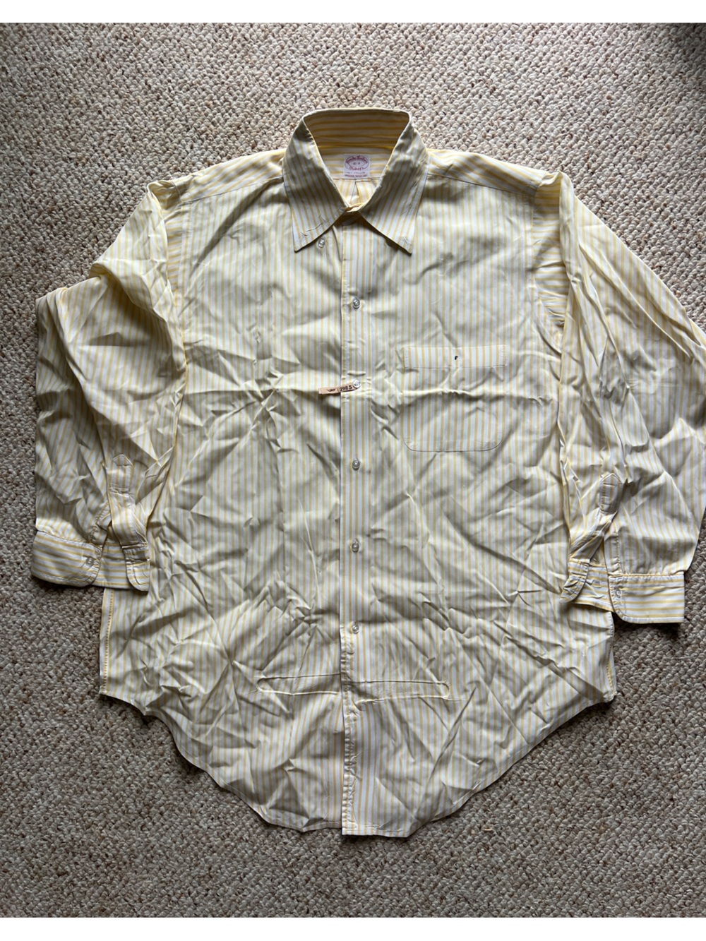 Vintage Brooks Brothers Makers All Cotton 16 R OCDB USA Yellow & White Stripe